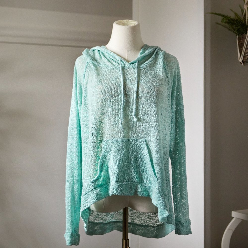 Lightweight Hi/Low Hooded Sweater | Mint Green NWOT